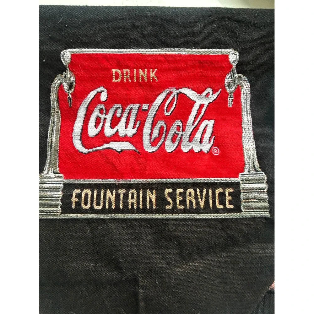 Vintage Coca-Cola Fountain Service Woven Table Runner Black‎ Red